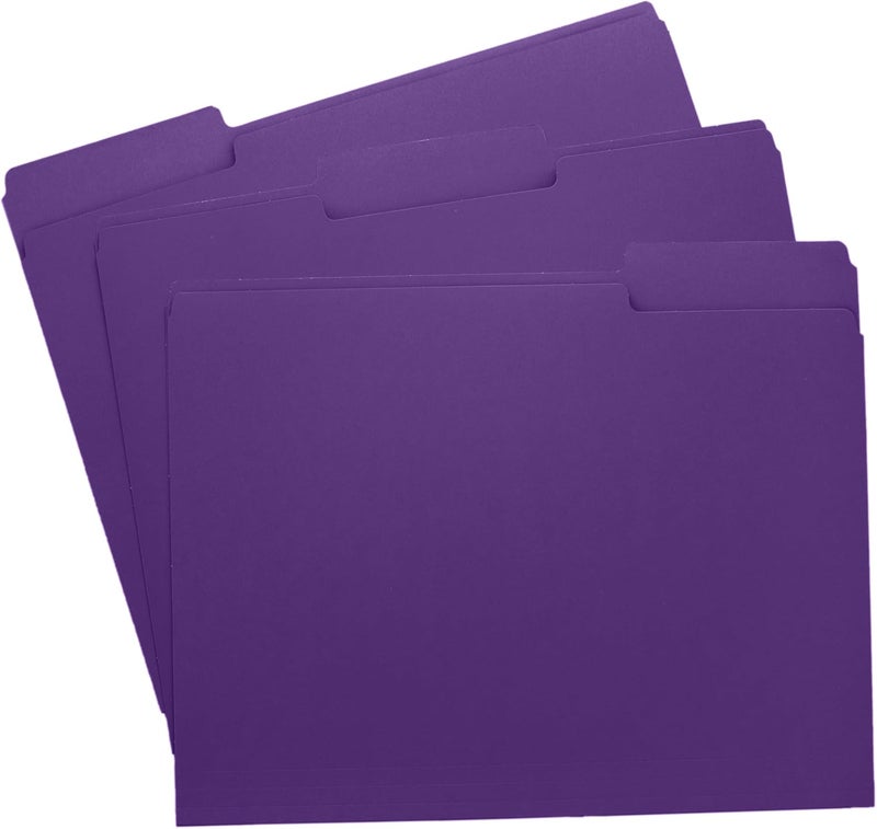 ACTIVITYYA Purple File Folders, 1/3-Cut Tabs, Letter Size, 12-Pack – Durable Office Filing Folders for Documents, Papers, and Organization - Image 1